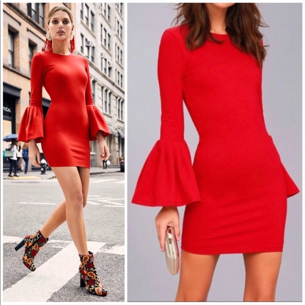 Calvin Tran Designer Label 3/4 Bell Sleeve Dress